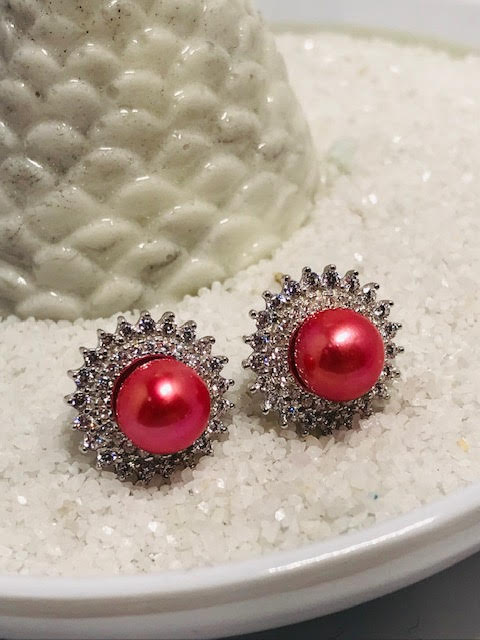 Coral Sparkling Earrings