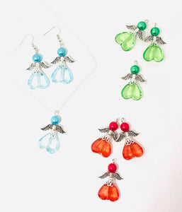 Gemstone Angel Earrings and Necklace