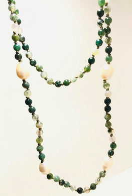 Green Stone and Pearl Necklace